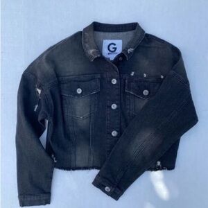 G by Guess Charcoal Distressed Denim Jacket